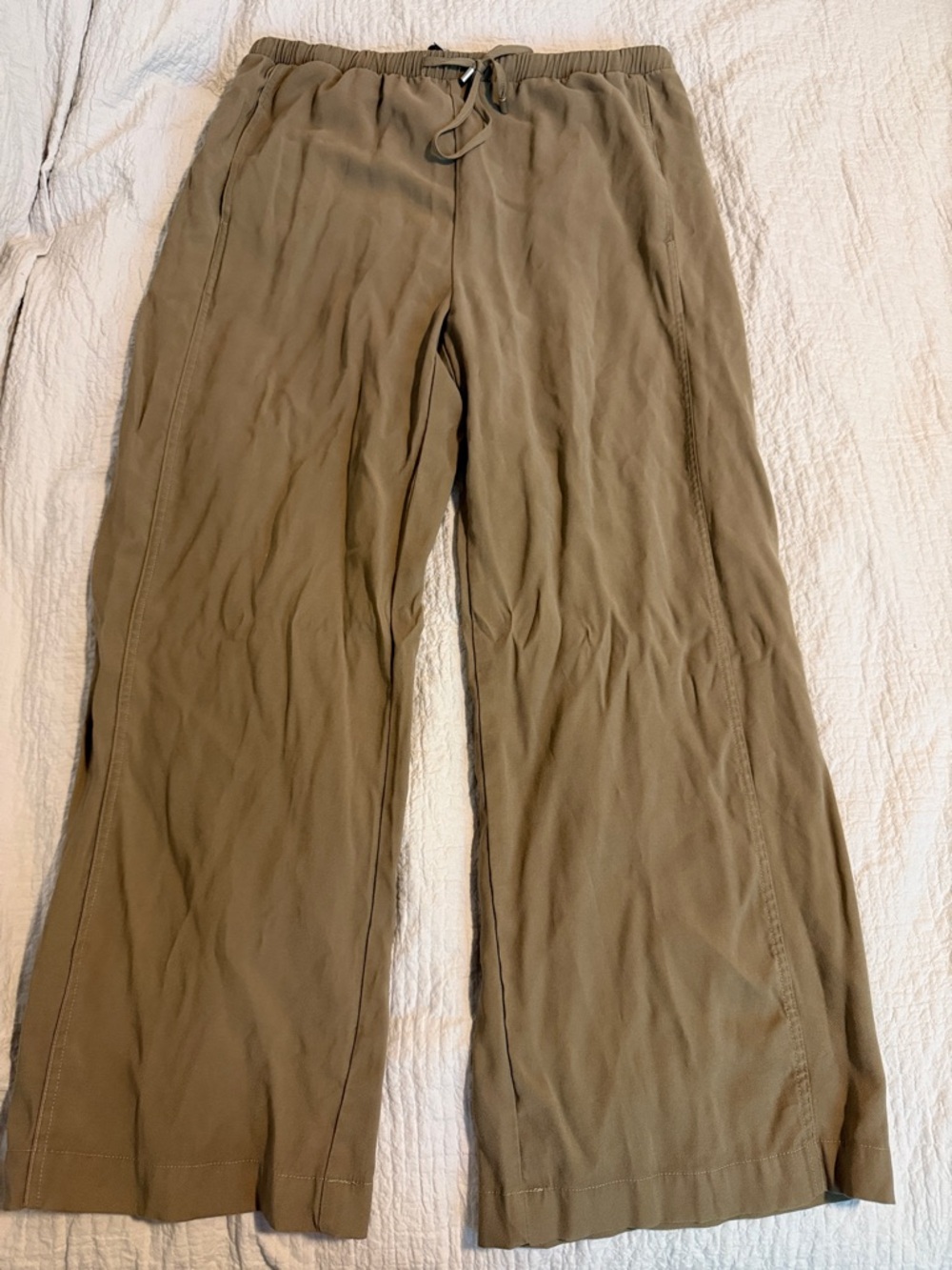 Olive Drawstring Lounge Pants stretchy